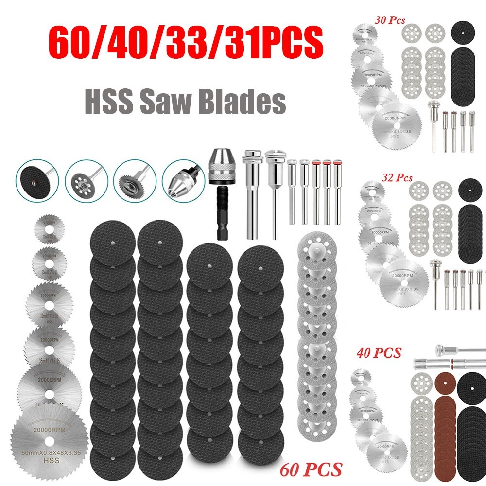 Cordless Rotary Tool Kit Accessories - 60/40/32/30/12/7/6PCS Set Mata Gergaji Berlian untuk