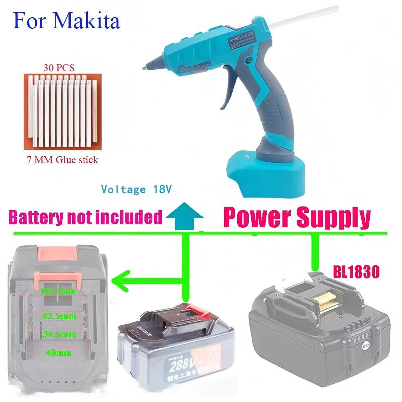 Hot Melt Glue Gun Cordless - Pistol Lem Panas Tanpa Kabel untuk