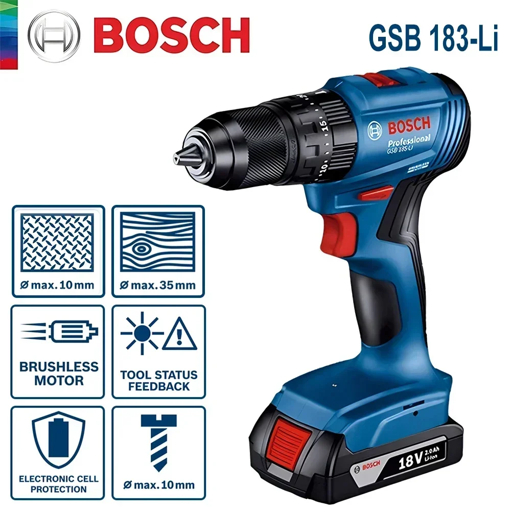 Bosch GSB183-LI, Bor Listrik T - Brushless Cordless Electric Drill 18V ulasan dan harga
